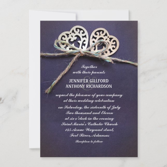rustikale Hochzeitseinladung Einladung (Vorderseite)