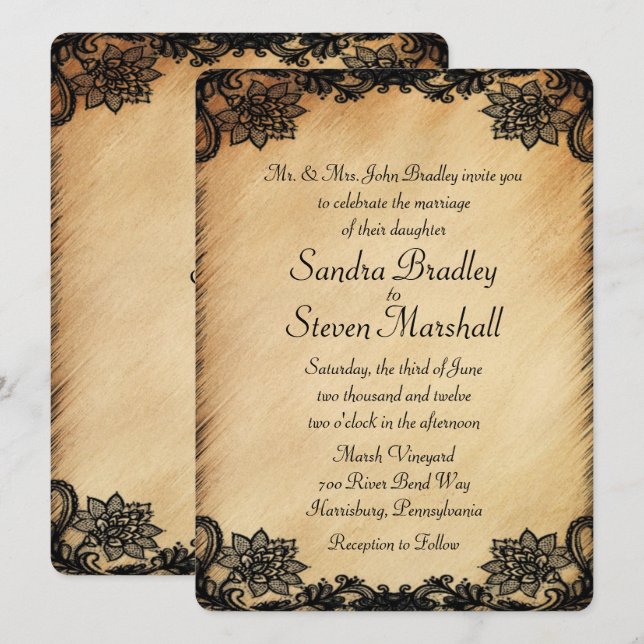 Rustikale Hochzeitseinladung Einladung (Vorne/Hinten)