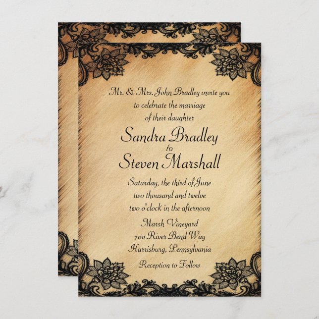 Rustikale Hochzeitseinladung Einladung (Vorne/Hinten)