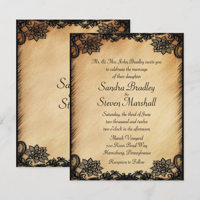 Rustikale Hochzeitseinladung Einladung (Vorne/Hinten)