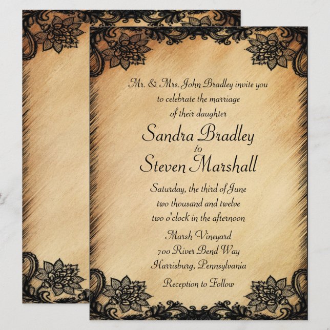 Rustikale Hochzeitseinladung Einladung (Vorne/Hinten)