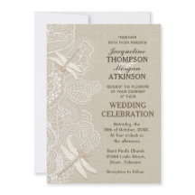 Rustikale Hochzeitseinladung in Burlap und Lace