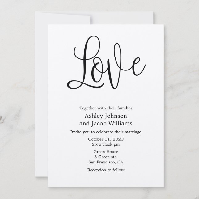 Rustikale Hochzeitseinladung Liebe. Kraft lädt ein Einladung (Vorderseite)
