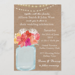 Rustikale Hochzeitseinladung - Mason Jar Charm Einladung