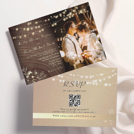 Rustikale Hochzeitseinladung mit Foto und QR-Code Einladung