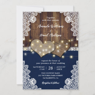 Rustikale Hochzeitseinladungen für die Marine aus  Einladung