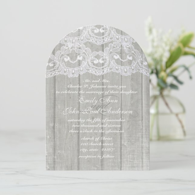 Rustikale Hochzeitseinladungen für die Rustikal Co Einladung (Stehend Vorderseite)