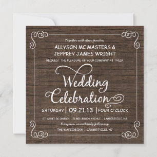 Rustikale Hochzeitseinladungen für Holz Einladung