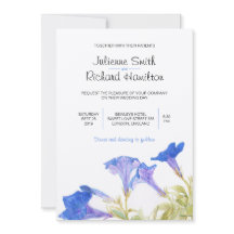 Rustikale Hochzeitseinladungen mit Blauer Flora