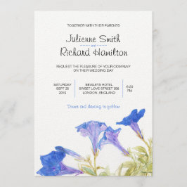 Rustikale Hochzeitseinladungen mit Blauer Flora Einladung
