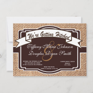 Rustikale Hochzeitseinladungen mit Hitched Burlap  Einladung