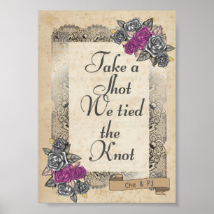 Rustikale Hochzeitsempfangs-Schilder Poster