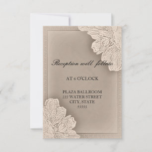 Rustikale Hochzeitsempfangskarte mit floralem Reli Einladung