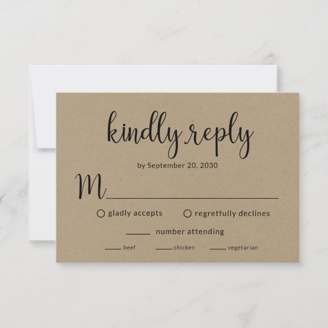 Rustikale Hochzeitsempfangskarte RSVP Karte (Vorderseite)