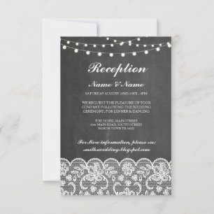 Rustikale Hochzeitsempfangskarten Kreide-Lace-Lich Einladung