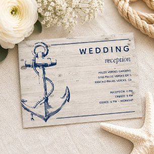 Rustikale Hochzeitsempfehlung für Nautic Anchor Begleitkarte