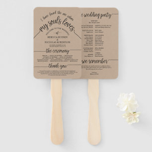 Rustikale Hochzeitsfeier Programm Brown Kraft Fan Fächer