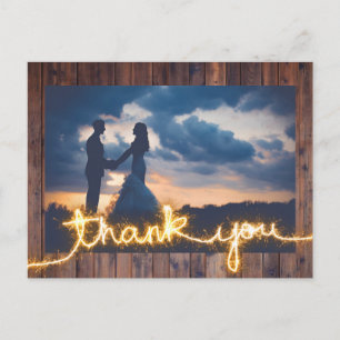 Rustikale Hochzeitsfoto Moderne Sparkler Danke Postkarte