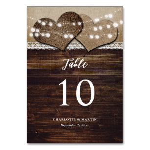 Rustikale Hochzeitsheizung aus Holz Tischnummer
