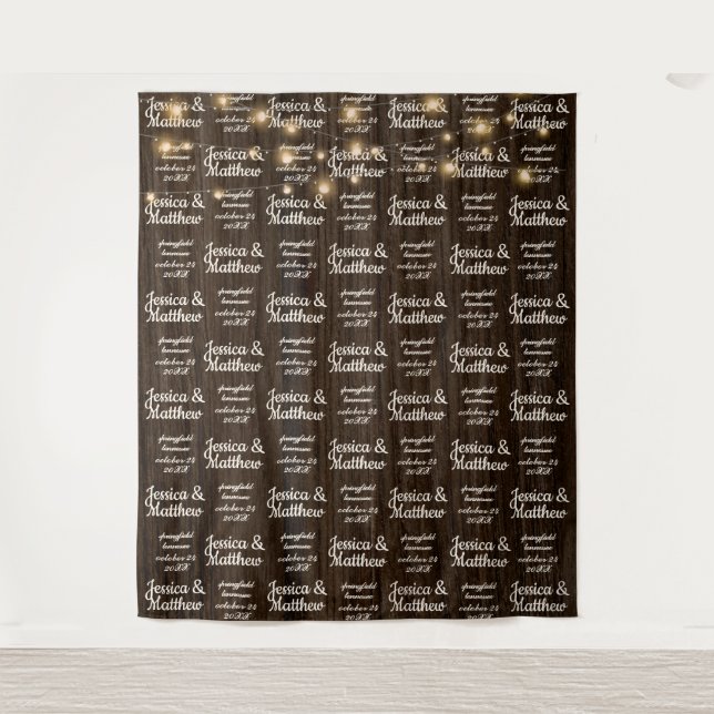 Rustikale Hochzeitshintergrund Schritt und Banner  Wandteppich (Vorderseite)