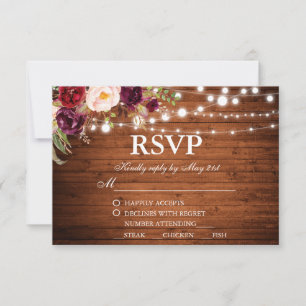 Rustikale Hochzeitsholzlichter UAWG mit Blumen/Mah RSVP Karte