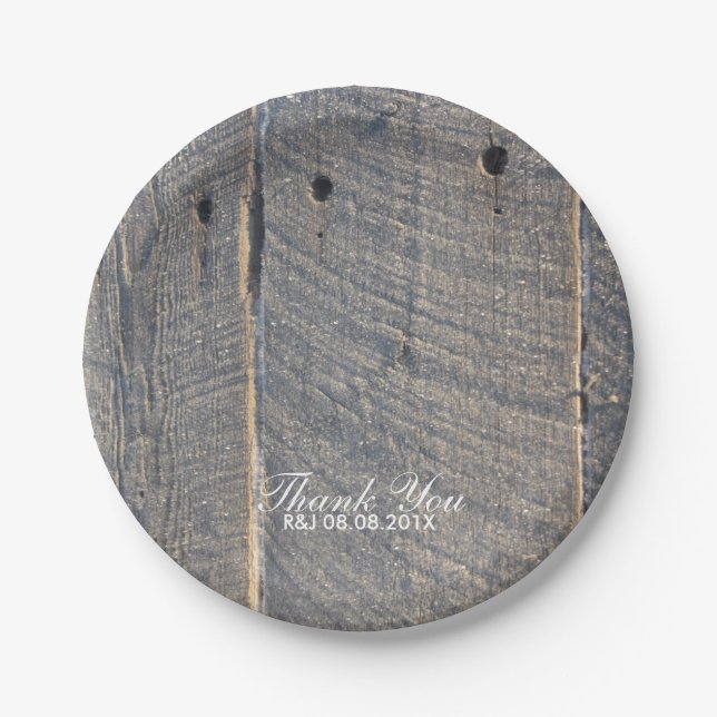 rustikale Hochzeitshütte Holz Land Hochzeit Gefall Pappteller (Vorderseite)