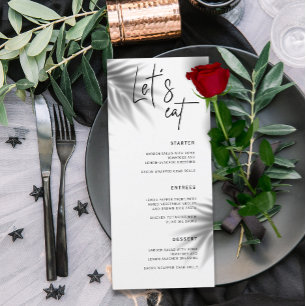 Rustikale Hochzeitskalligraphie Essen wir Abendmen Menükarte
