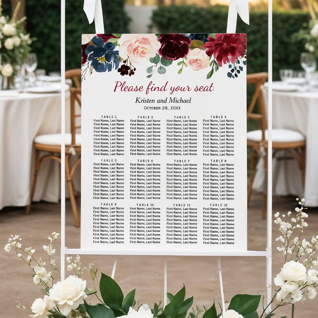 Rustikale Hochzeitskarte für Burgundy Blütenblüten Poster (Von Creator hochgeladen)