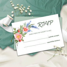Rustikale Hochzeitskarte für Lavendel und Wildblum