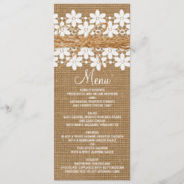 Rustikale Hochzeitskarte und Burlap Country Weddin Menükarte