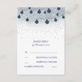 Rustikale Hochzeitskarten für Navy String Lights RSVP Karte