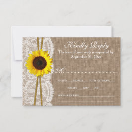 Rustikale Hochzeitskarten für Sonnenblumen RSVP Karte