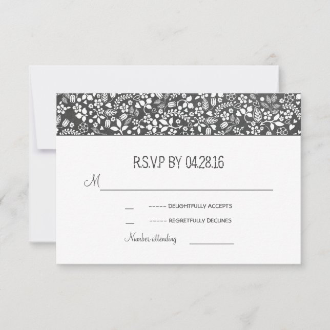 Rustikale Hochzeitskarten mit floralen RSVP Karte (Vorderseite)
