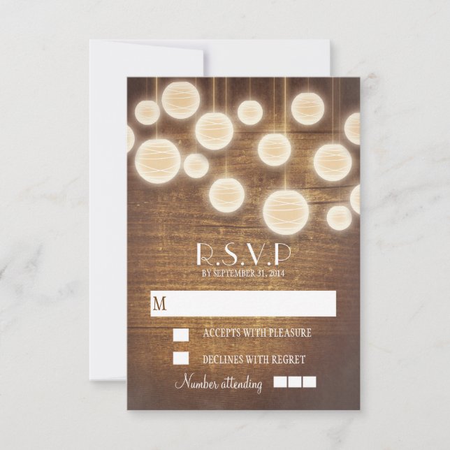Rustikale Hochzeitskarten RSVP Karte (Vorderseite)