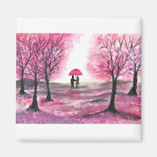 Rustikale Hochzeitsliebe Paar Kirschblüten Baum Magnet