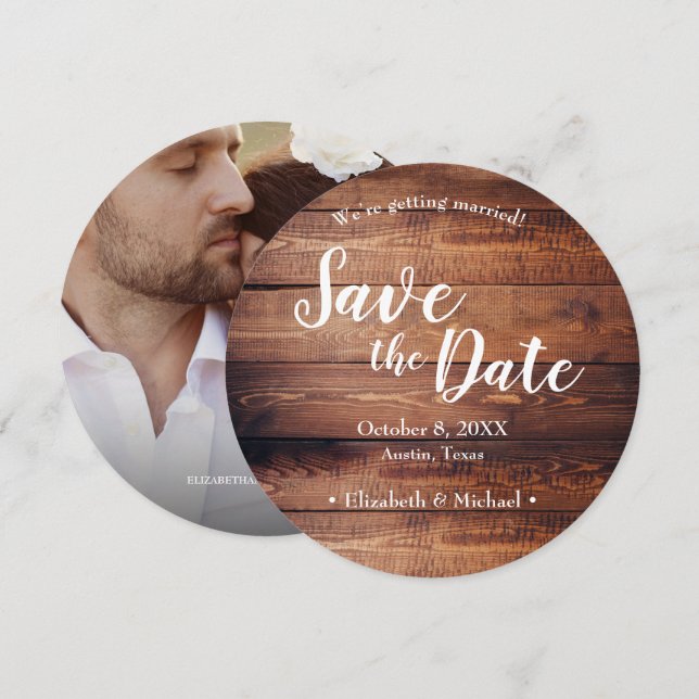 Rustikale Hochzeitsohle für Foto-Holztanzböden Einladung (Vorne/Hinten)