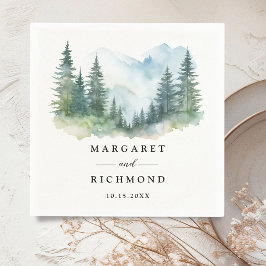 Rustikale Hochzeitspapier-Servietten mit Bergkiefe Serviette