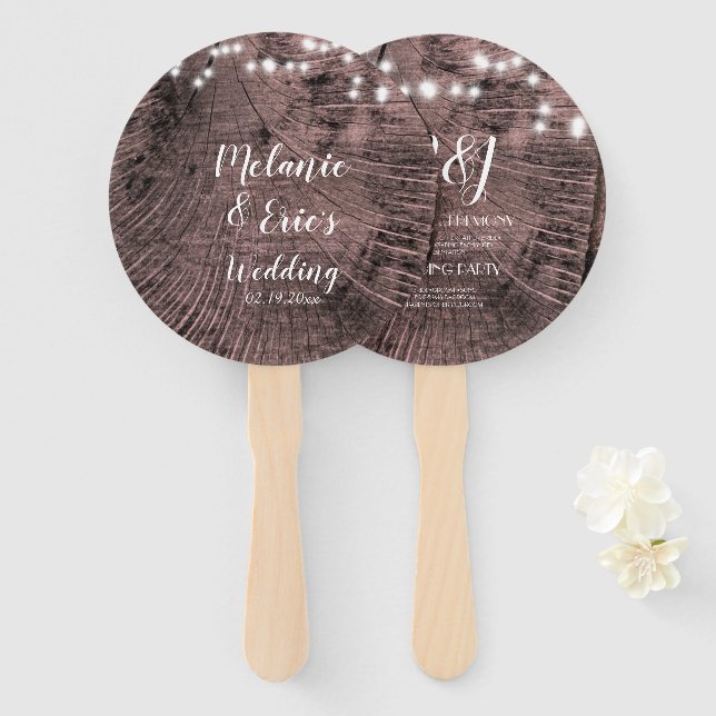 Rustikale Hochzeitspazierenlampen Programm Handfan Fächer (Vorne und Hinten)