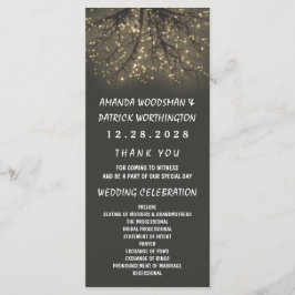 Rustikale Hochzeitsprogramme für leuchtende Bäume Programm