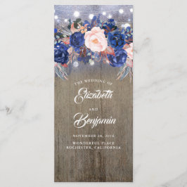Rustikale Hochzeitsprogramme für Navy Programm