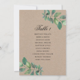 Rustikale Hochzeitssitzkarte. Botanisch wasserfarb Einladung