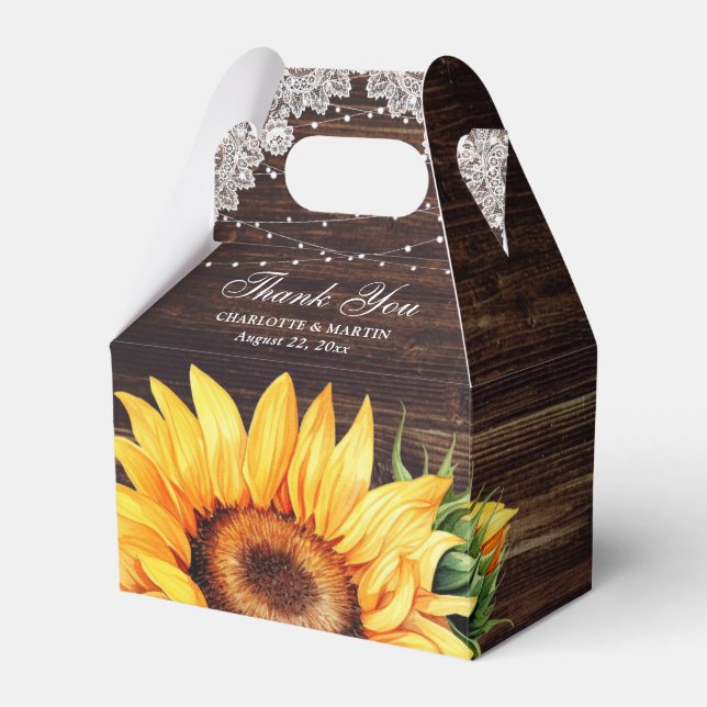 Rustikale Hochzeitssonne aus Holz Geschenkschachtel (Vorderseite)