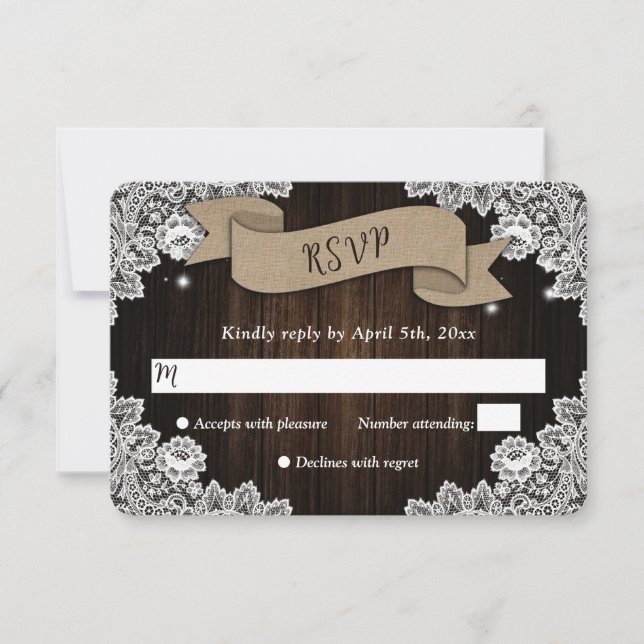 Rustikale Hochzeitssonne aus Holz RSVP Karte (Vorderseite)