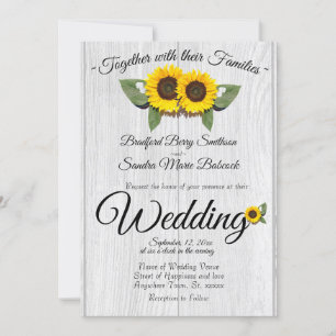 Rustikale Hochzeitssonne Sonnenblumen Barnholz Gra Einladung