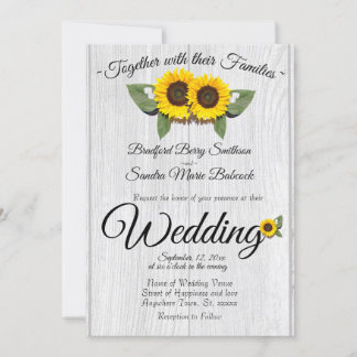 Rustikale Hochzeitssonne Sonnenblumen Barnholz Gra Einladung