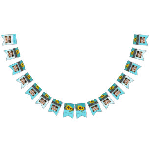 Rustikale Hochzeitssonnenblume Aquamariner Holzgra Wimpelkette