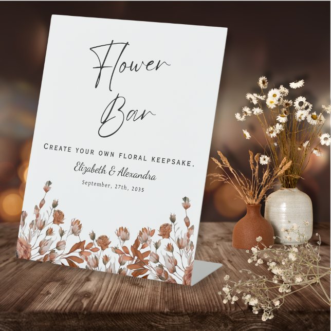 Rustikale Hochzeitsstiftung Blume Bar Sockelschild (Rustic Wedding Flower Bar Pedestal Sign)