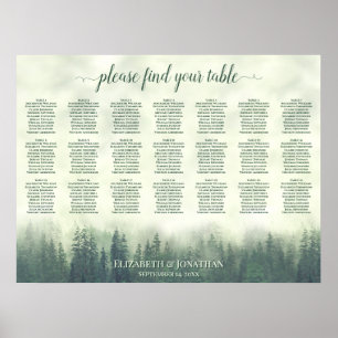 Rustikale Hochzeitstafelübersicht Green Pines für Poster