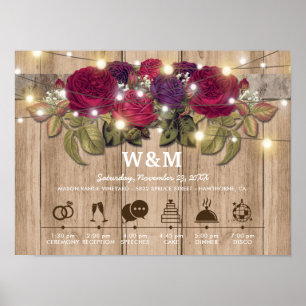 Rustikale Hochzeitstags in Burgund Poster