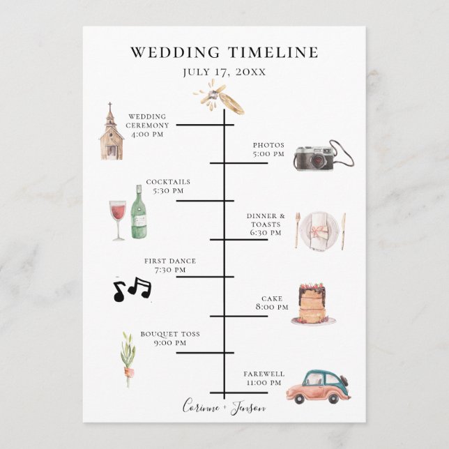 Rustikale Hochzeitstagung Programm (Vorderseite)
